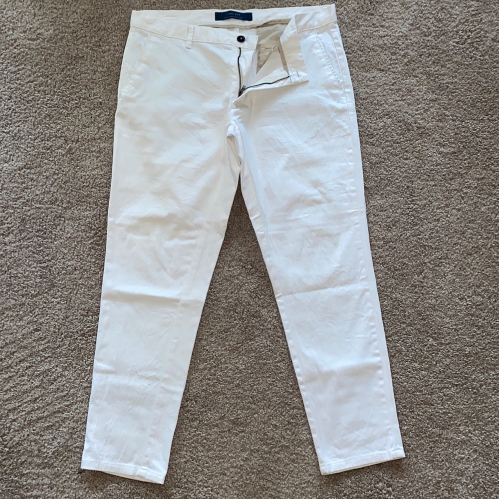 White, Cropped Zara pants, pants, jeans, denim